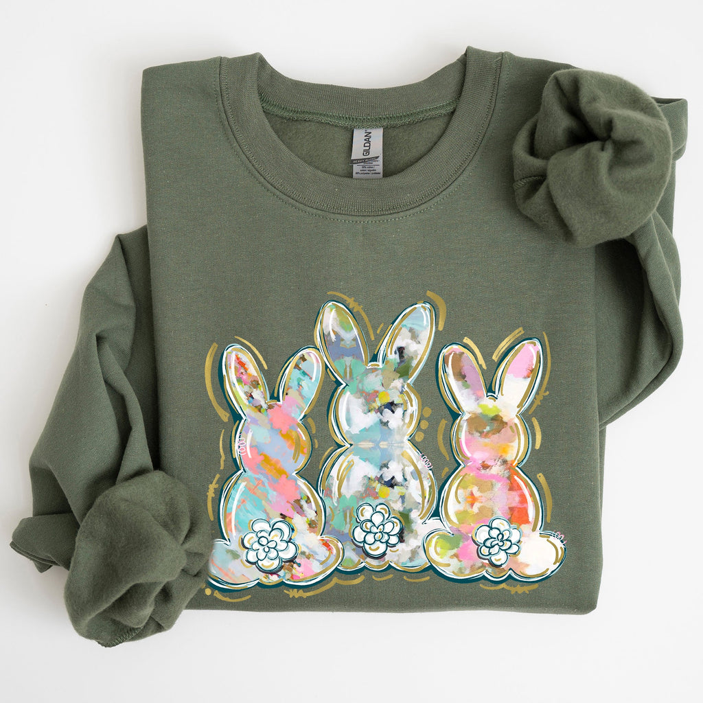 Brushstroke Easter Peter Cottontail Watercolor Festive Spring Print Graphic Sweatshirt