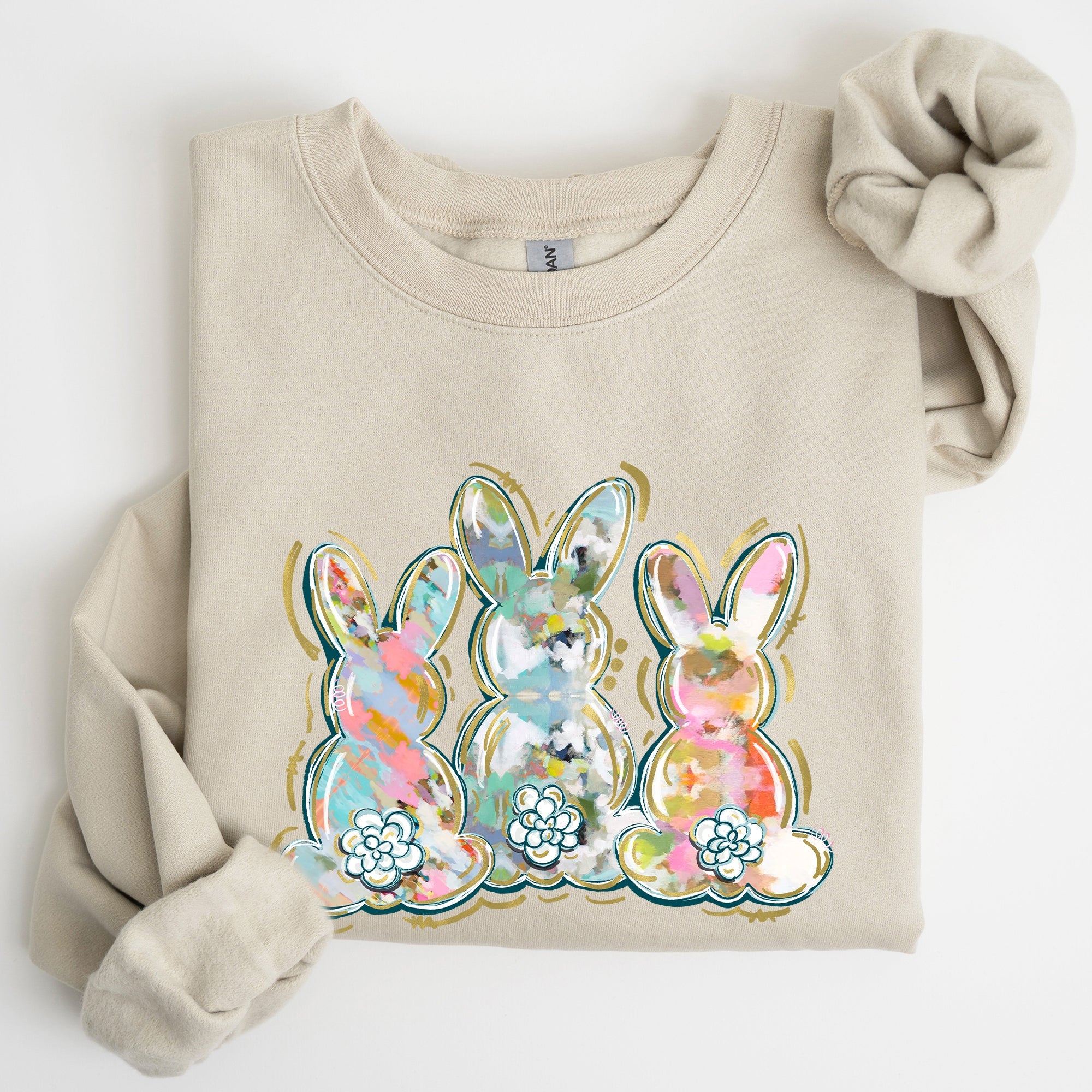 Brushstroke Easter Peter Cottontail Watercolor Festive Spring Print Graphic Sweatshirt