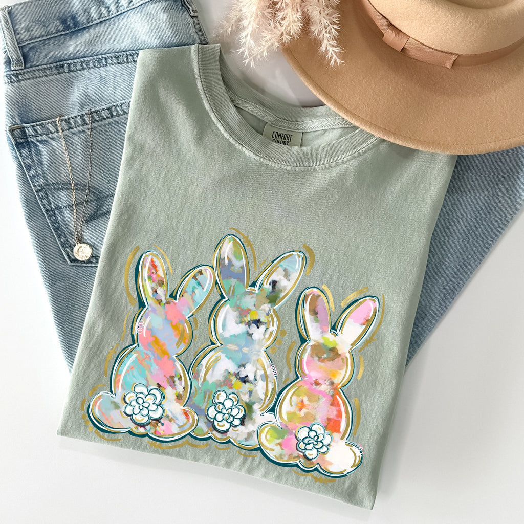 Brushstroke Easter Peter Cottontail Watercolor Illustration Art Print Comfort Colors Tee
