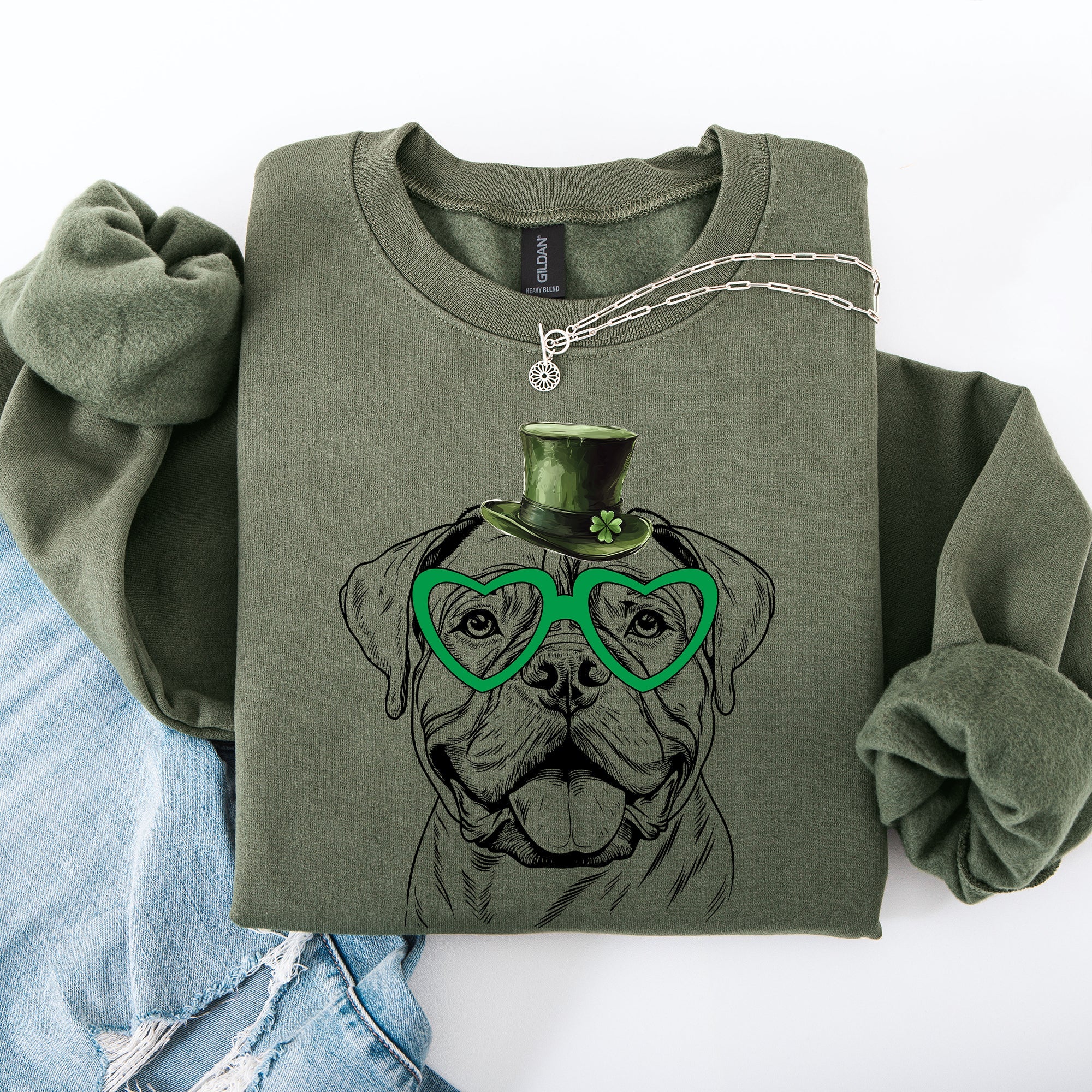 Bull Mastiff Adorable Dog St Patrick's Day Lucky Irish Graphic For Dog Lovers Sweatshirt