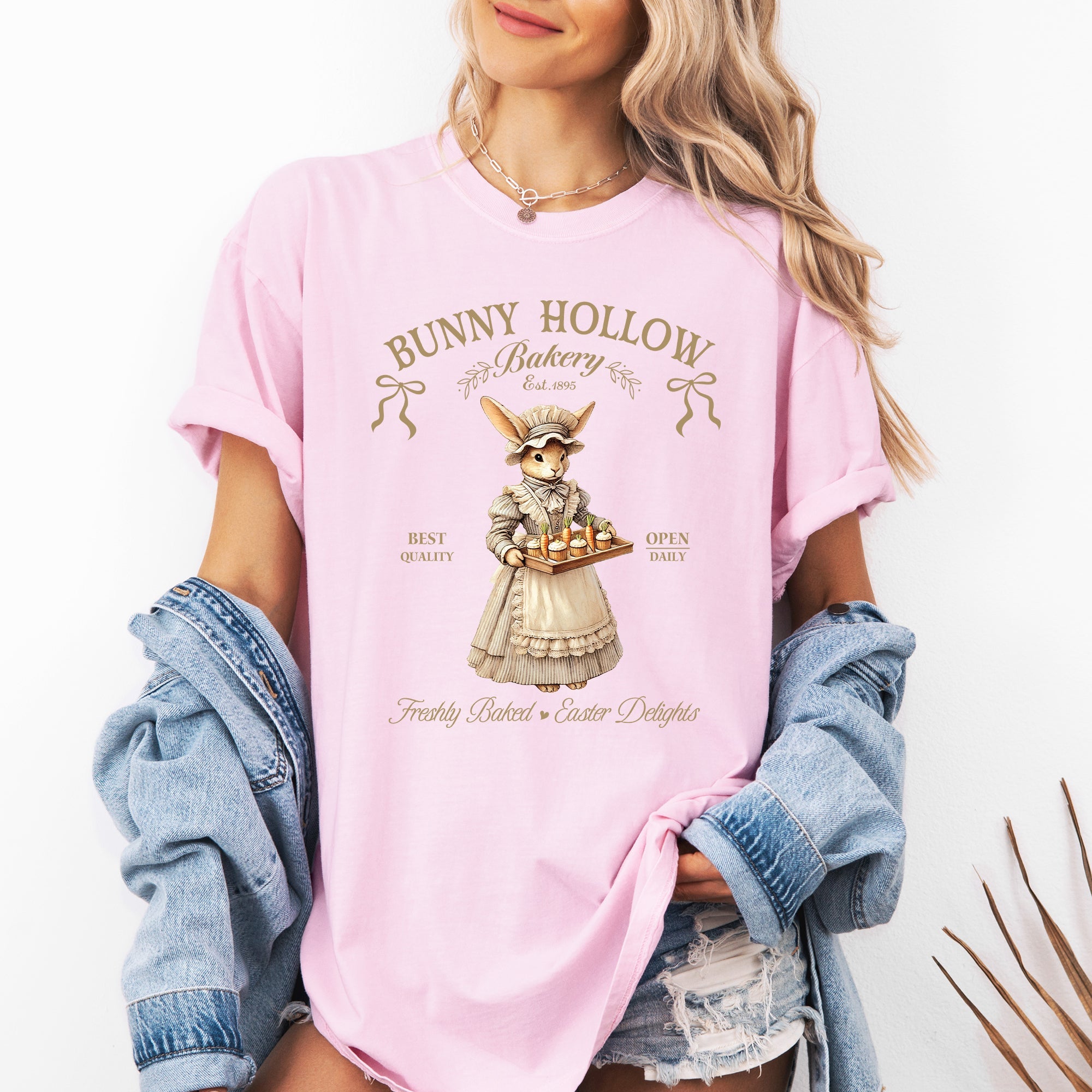 Bunny Hollow Bakery Easter Bunny Jesus Rabbit Holiday Family Friendly Comfort Colors Tee