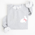 Bunny Wearing A Bow Pocket Print Easter Rabbit Illustration For Spring Sweatshirt