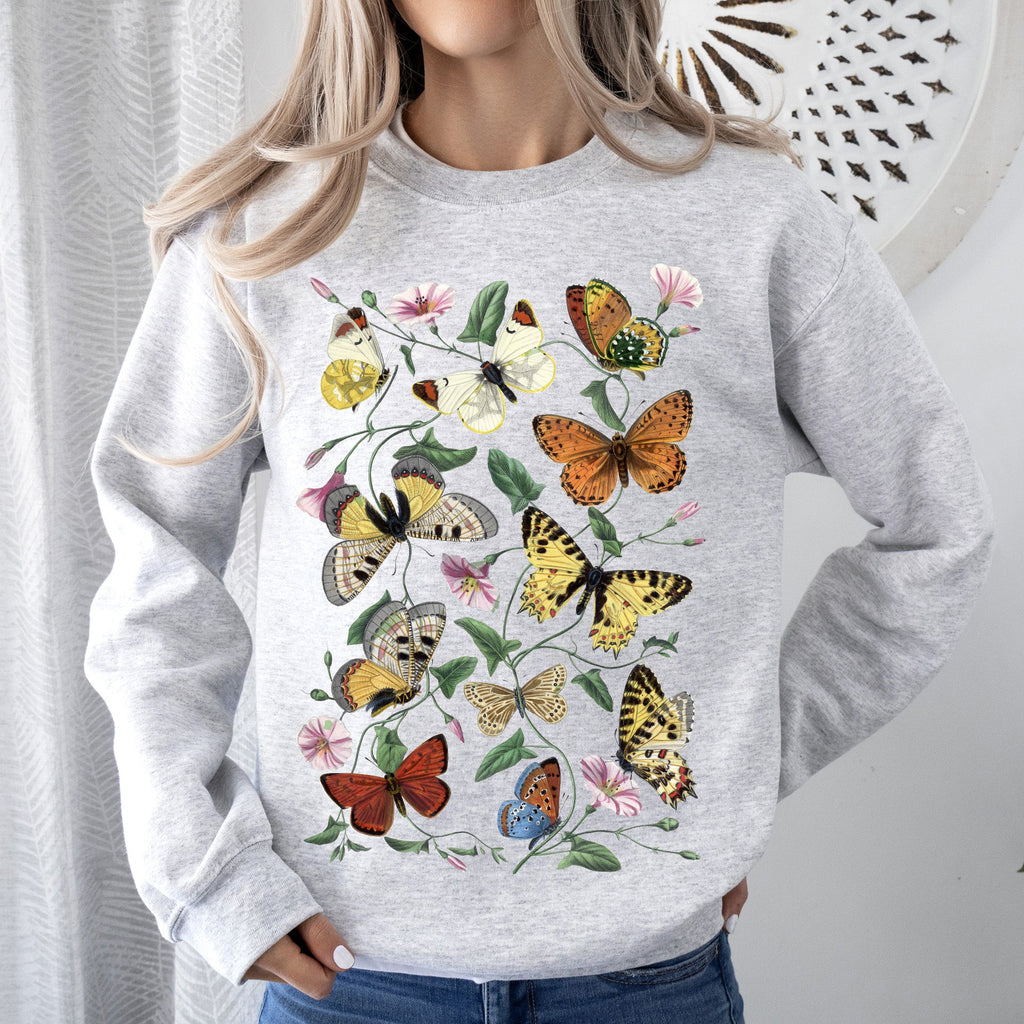 Butterfly Garden Floral Print With Vibrant Butterflies And Blossoms Cozy Sweatshirt