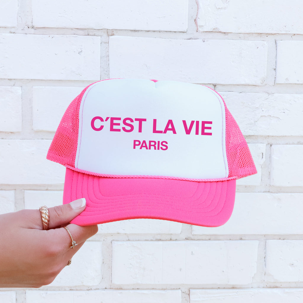 C'est La Vie Paris Sassy Funny Quote Bold Graphic Statement Celebrating City Charm Trucker Hat