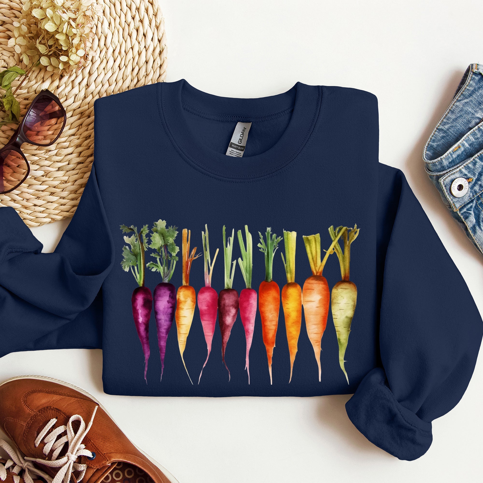 Carrots Watercolor Garden Vegetables Botanical Illustration Inspired By Gardening Sweatshirt