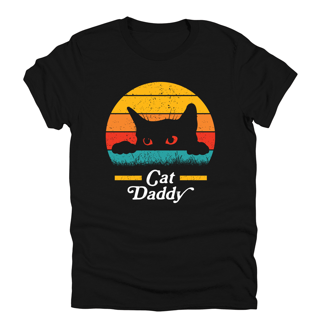 Cat Daddy Summer 80s Vintage Retro Feline Inspired Pop Culture Iconic Graphic Tee