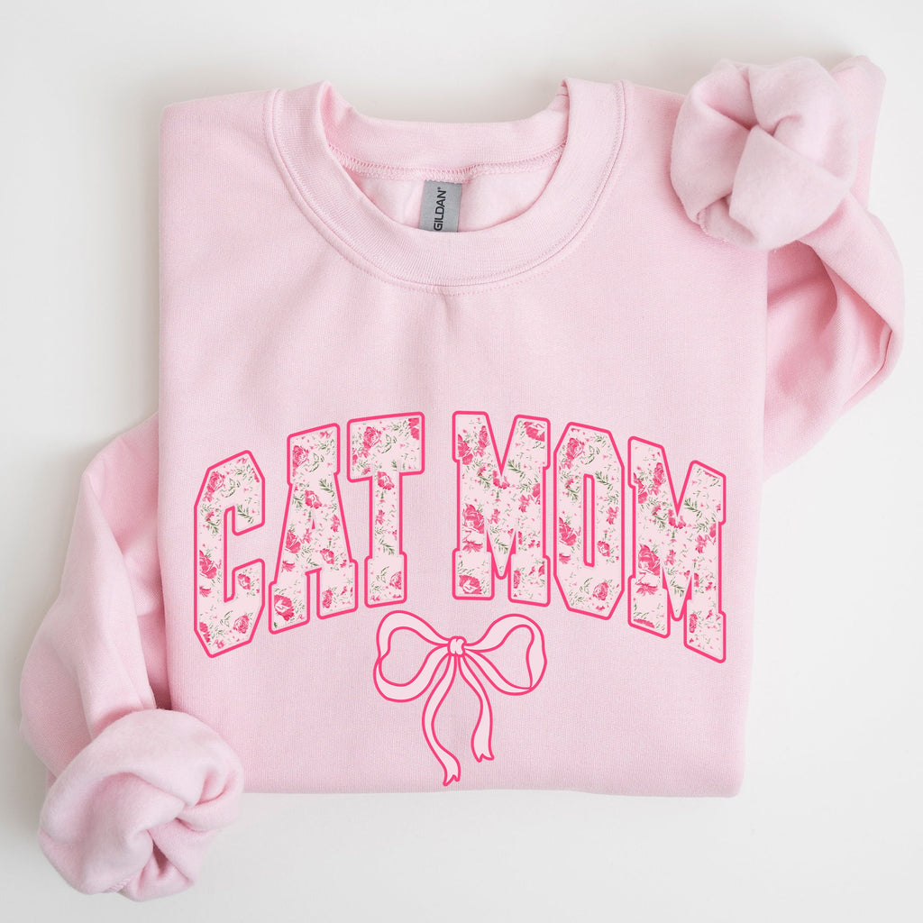 Cat Mom Coquette Pink Bows Trend Girly Soft Girl Era Design Graphic Chic Sweatshirt