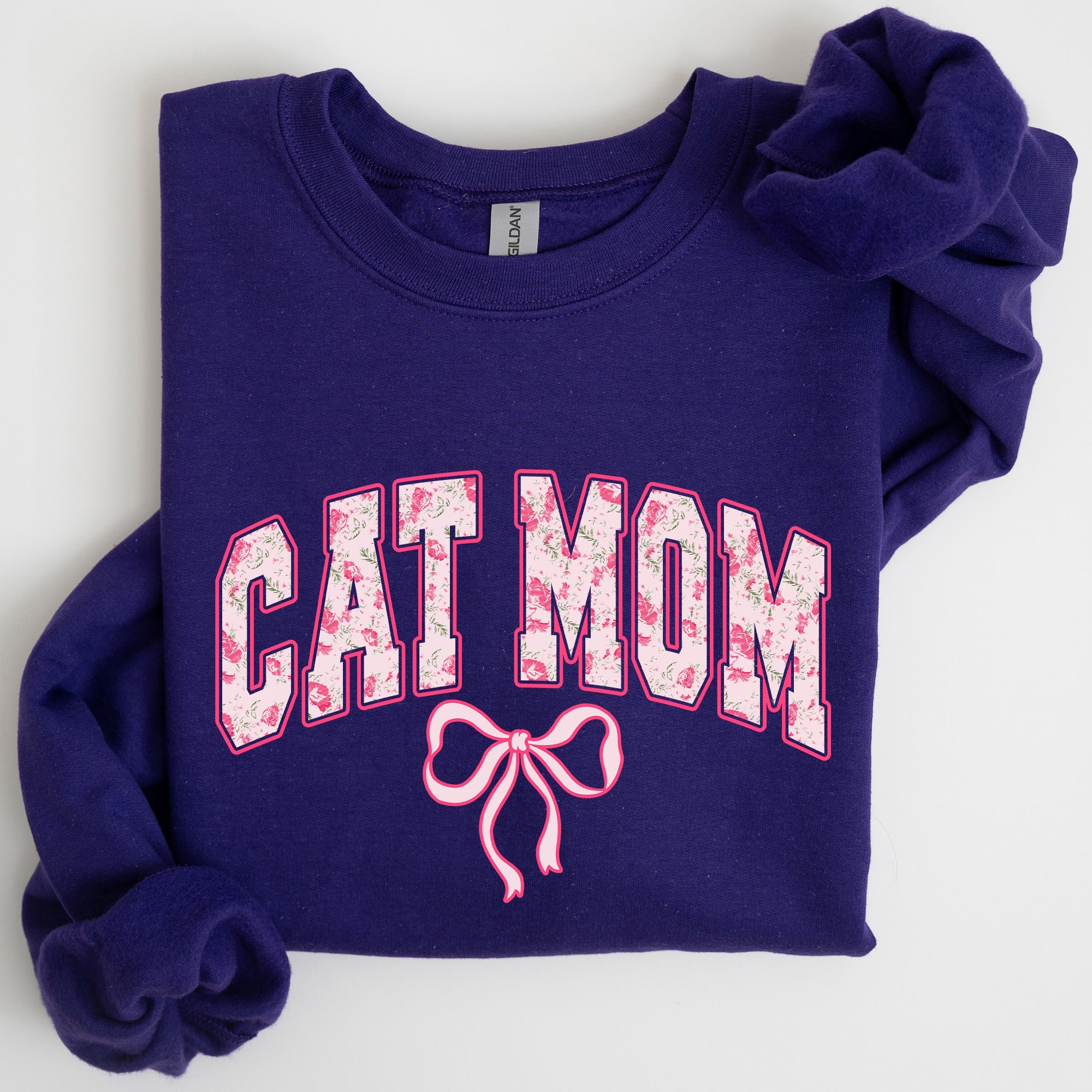 Cat Mom Coquette Pink Bows Trend Girly Soft Girl Era Design Graphic Chic Sweatshirt