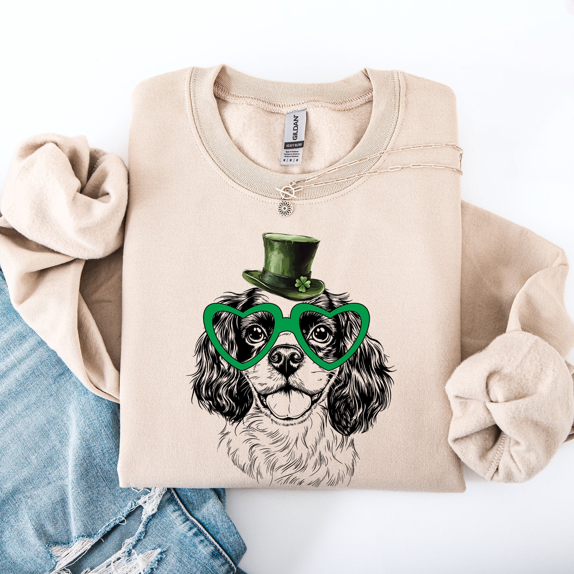 Cavalier Adorable Dog St Patrick's Day Lucky Irish Heritage Celebration Sweatshirt