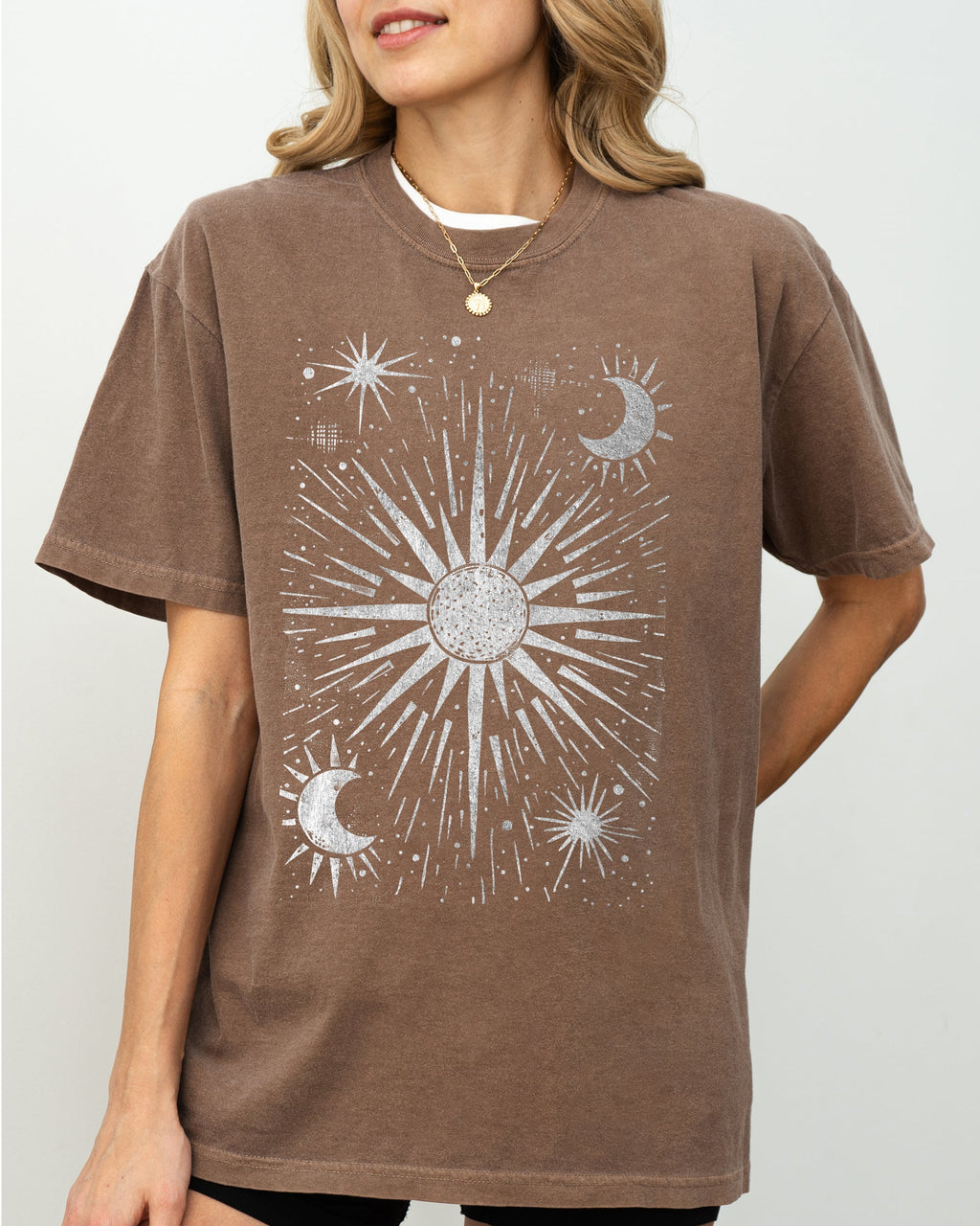 Celestial Stars, Moon, Mystical, Space Night Sky Print Limited Edition Comfort Colors Tee