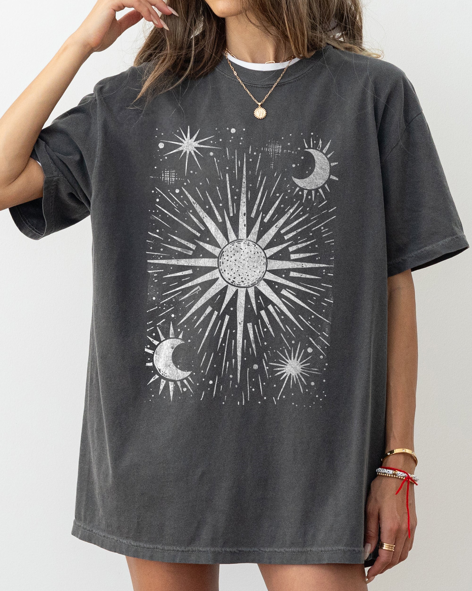 Celestial Stars, Moon, Mystical, Space Night Sky Print Limited Edition Comfort Colors Tee