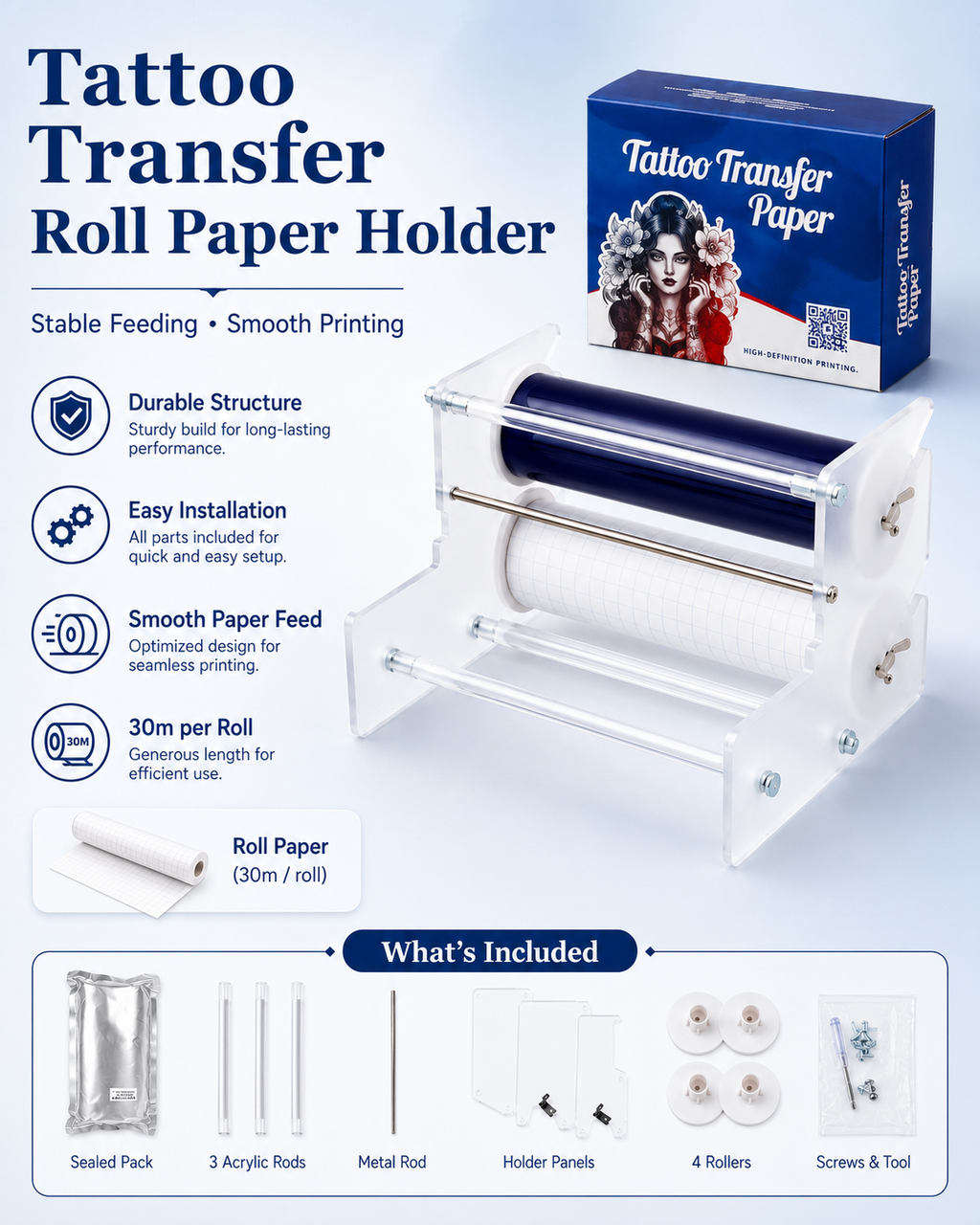 AIMO ROLL PAPER |separating tattoo stencil paper 210cm x 30m With bracket