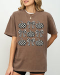 Checkered Retro Pumpkins Coquette Ribbons Bows Halloween Autumn Fall Comfort Colors Tee