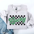 Lucky Leprechaun Checkered Retro Vintage St Patrick's Day Shamrock Clover Sweatshirt