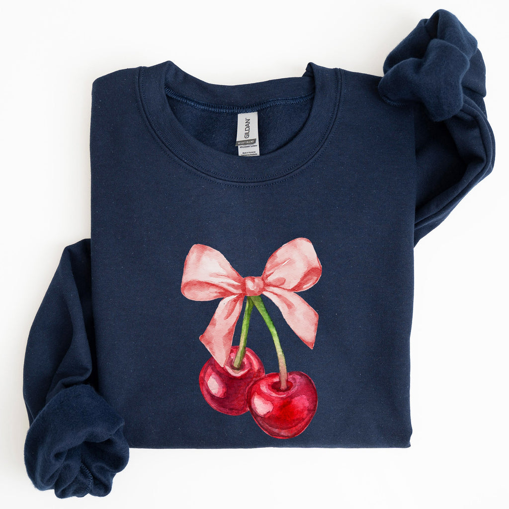 Cherries Pink Bows Coquette Girly Soft Girl Era Limited Edition Graphic Sweatshirt