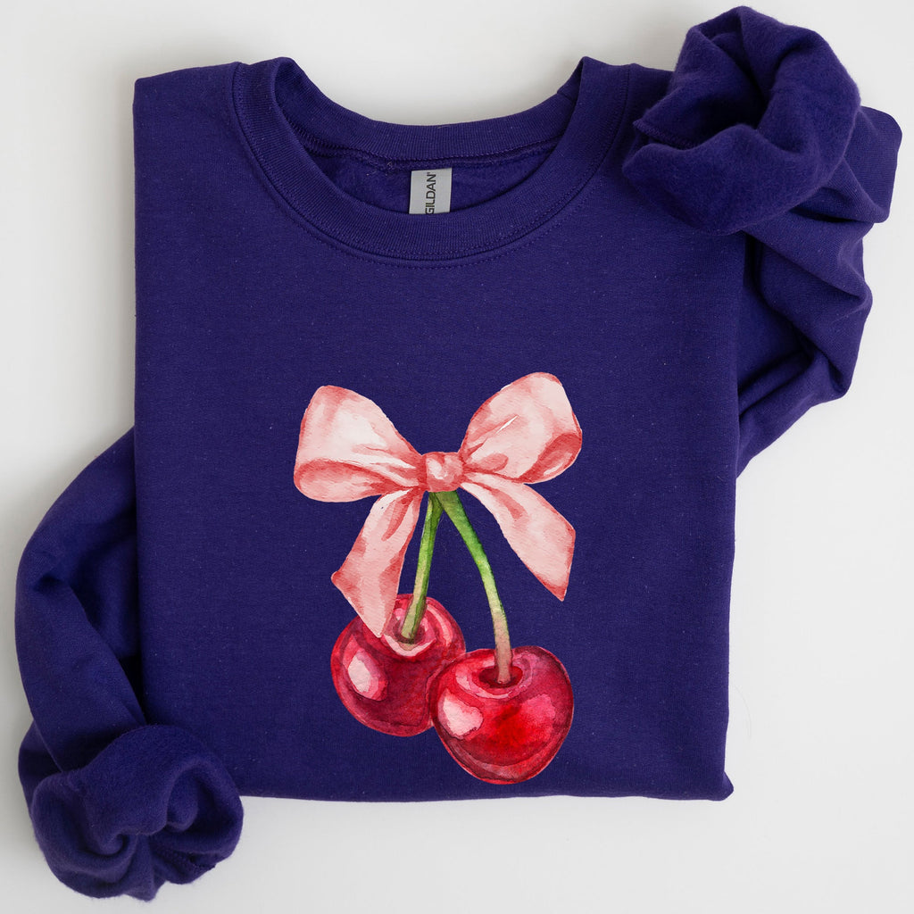 Cherries Pink Bows Coquette Girly Soft Girl Era Limited Edition Graphic Sweatshirt