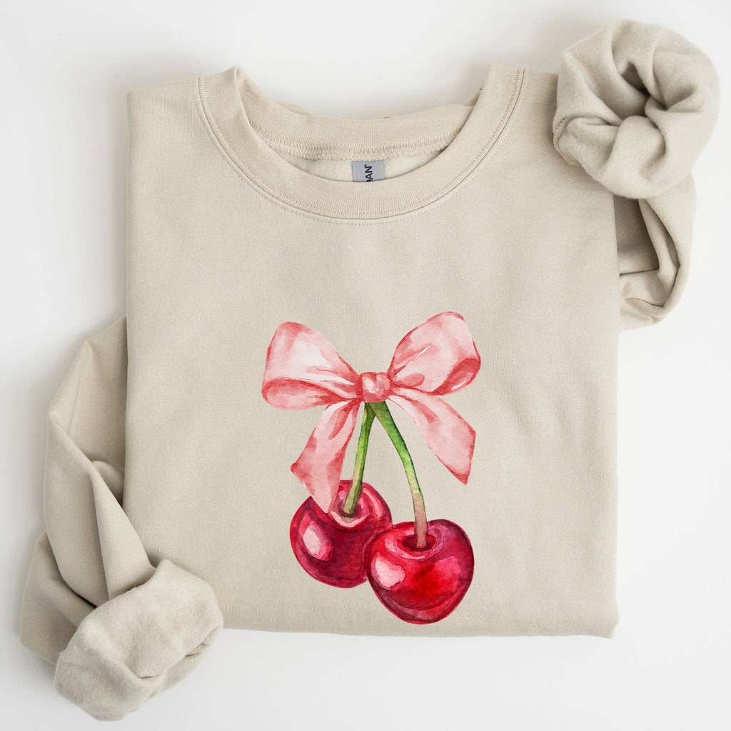 Cherries Pink Bows Coquette Girly Soft Girl Era Limited Edition Graphic Sweatshirt