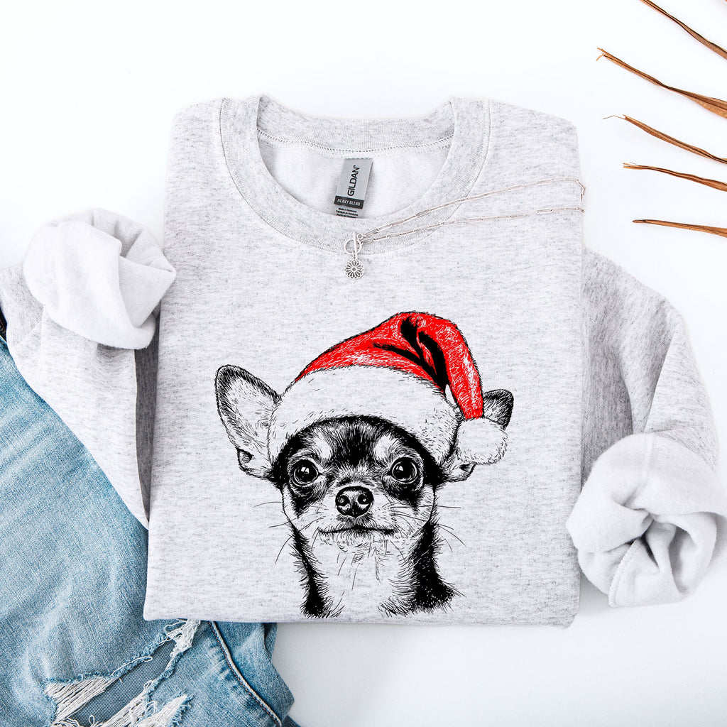 Chihuahua Santa Claus Christmas Pups Holiday Cheer Dog Lovers Festive Pet Portrait Sweatshirt