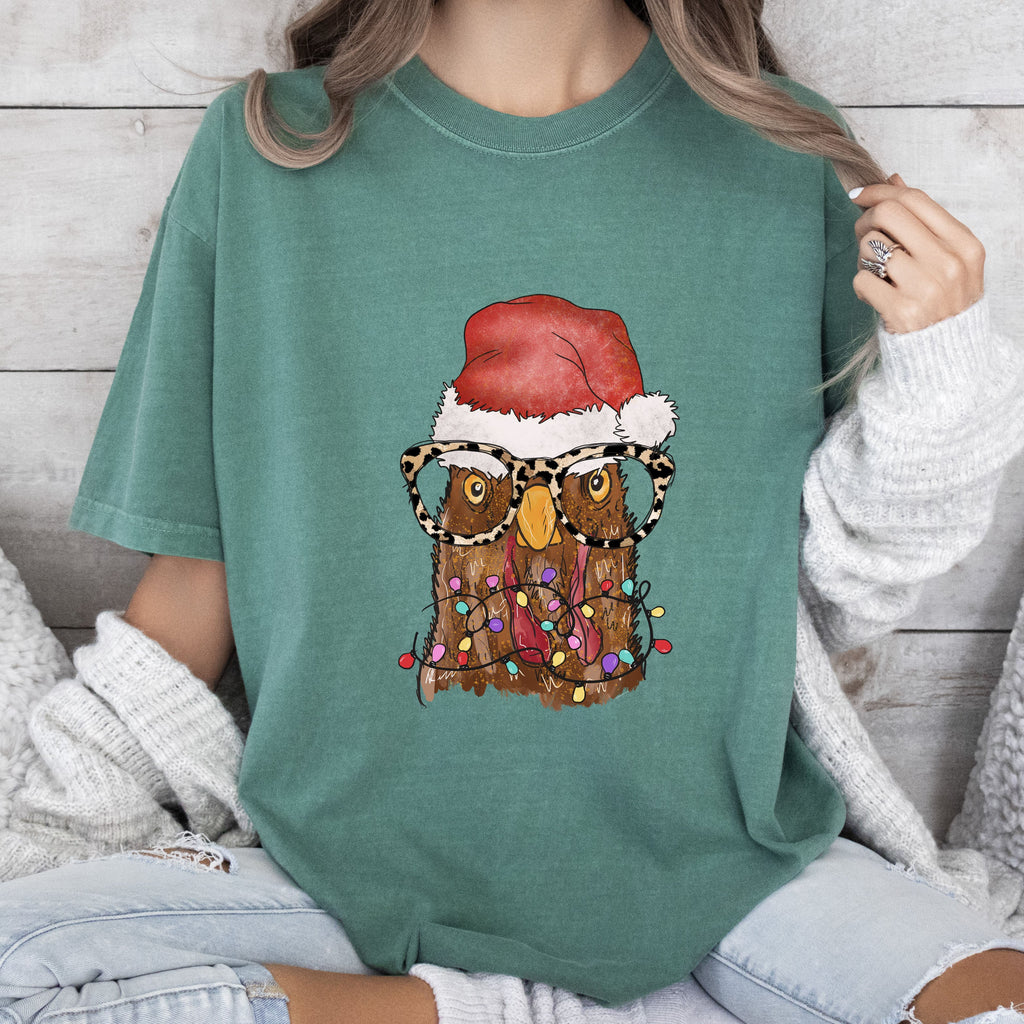 Tangled Chicken Funny Christmas Comfort Colors Tee