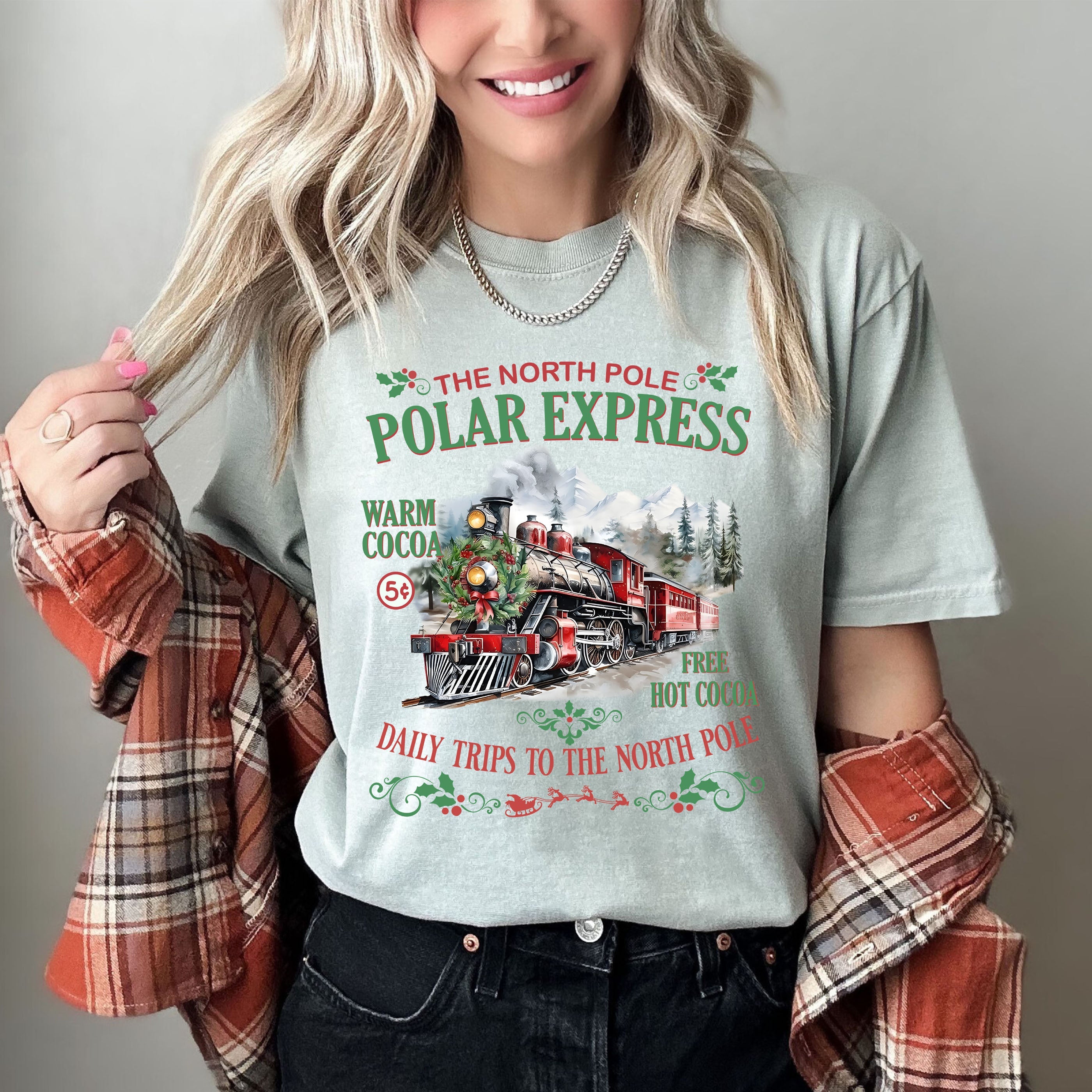The North Pole Polar Express Holiday Edition Retro Classic Christmas Comfort Colors Tee