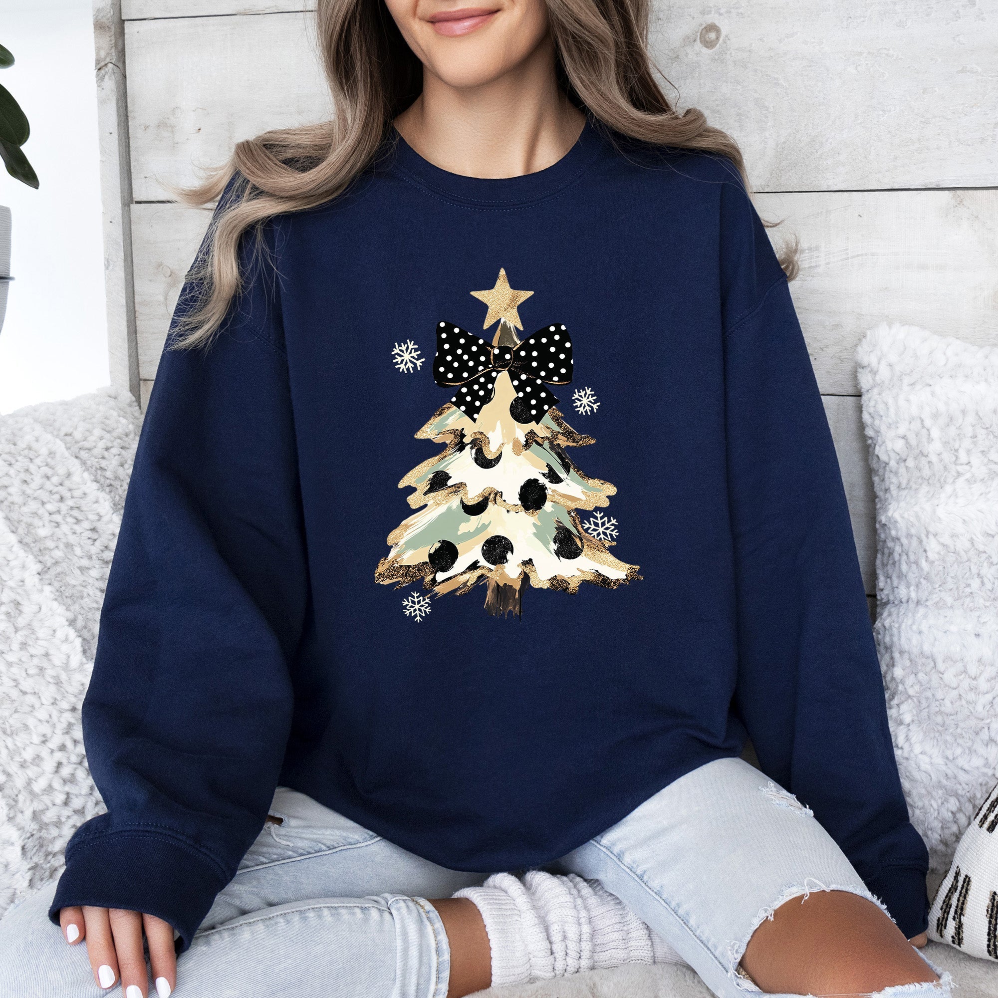 Christmas Camo Tree Santa Coquette Ribbon Festive Retro Cozy Graphic Seasonal Sweatshirt