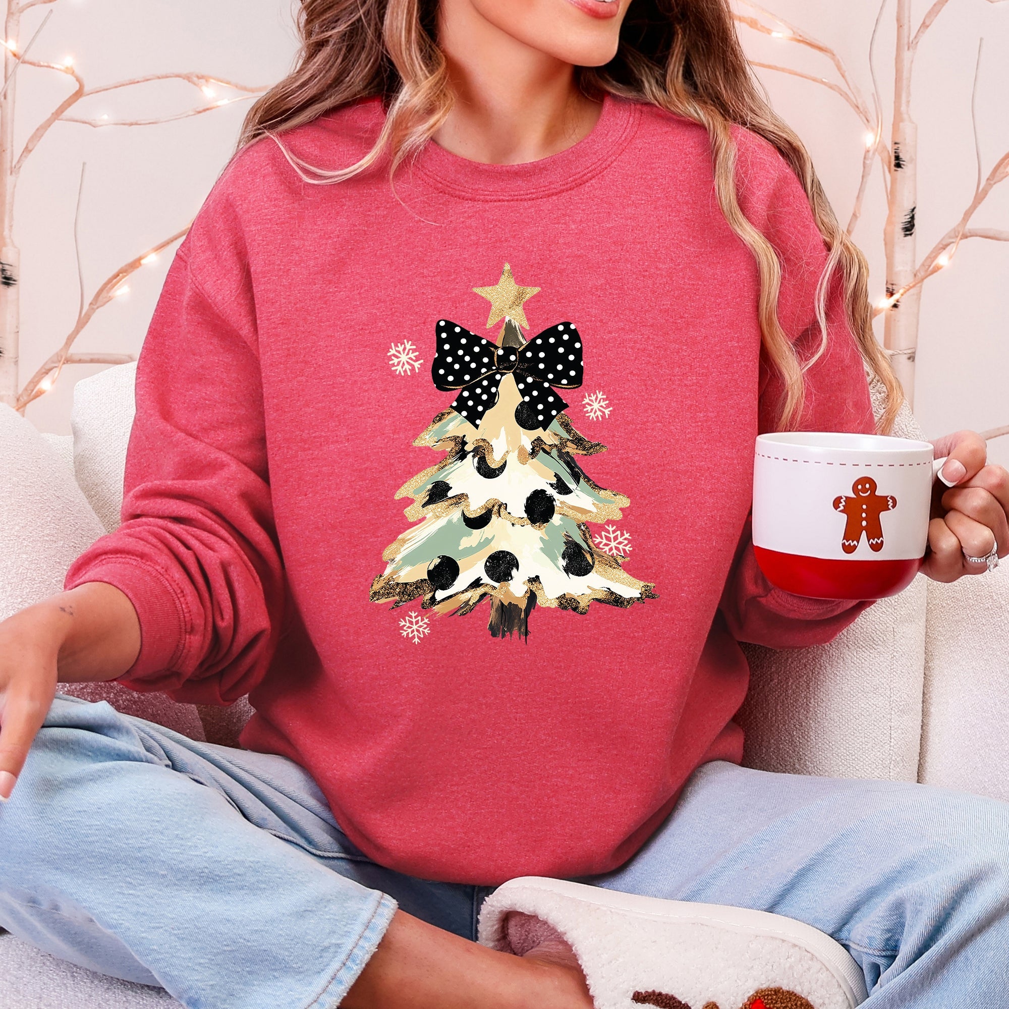 Christmas Camo Tree Santa Coquette Ribbon Festive Retro Cozy Graphic Seasonal Sweatshirt