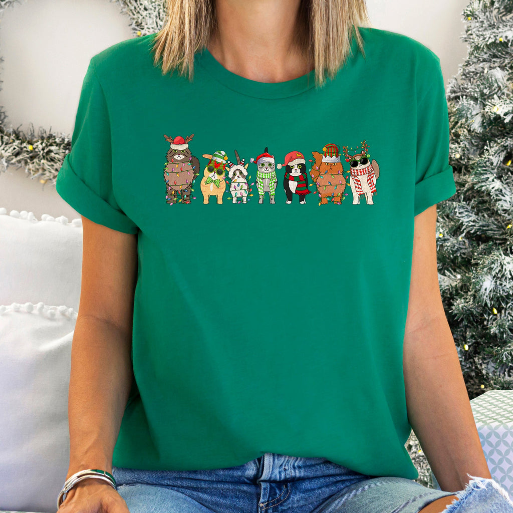 Snowy Christmas Cats Santa Claus Paws For Cat Lovers Holiday Cheer And Cozy Nights Graphic Tee