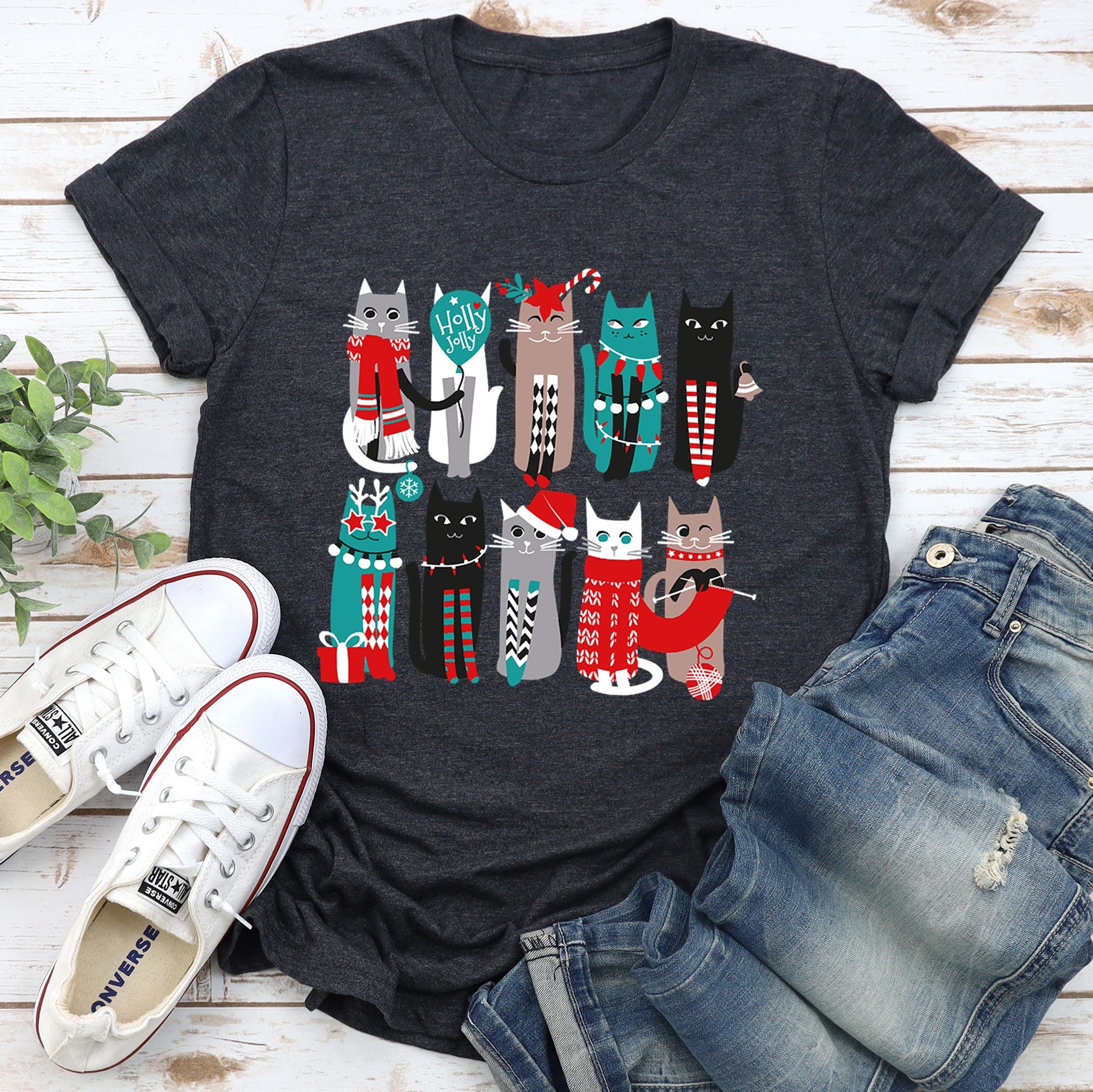 Christmas Cats Festive Feline Graphics For Pet Lovers And Cat Owners Graphic Tee