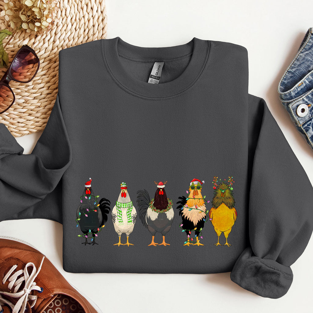 Christmas Chickens, Chicken Lovers, Santa, Farm Life Holiday Edition Collection Sweatshirt