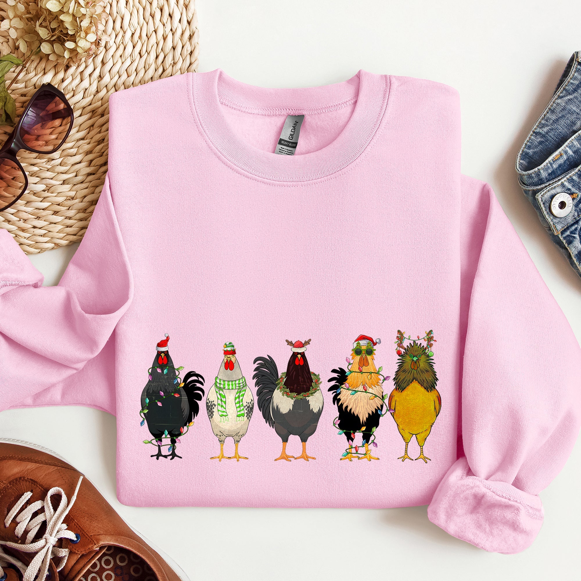 Christmas Chickens, Chicken Lovers, Santa, Farm Life Holiday Edition Collection Sweatshirt