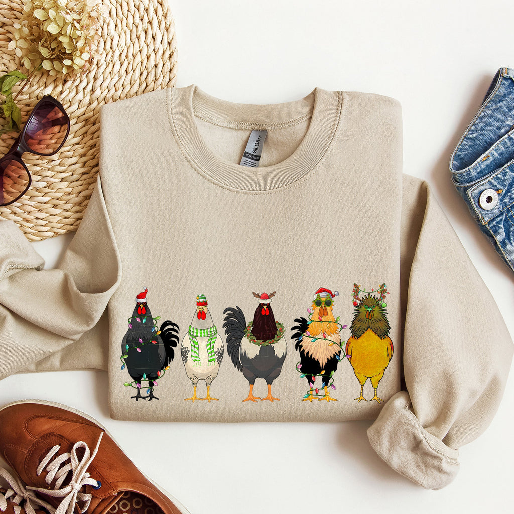 Christmas Chickens, Chicken Lovers, Santa, Farm Life Holiday Edition Collection Sweatshirt