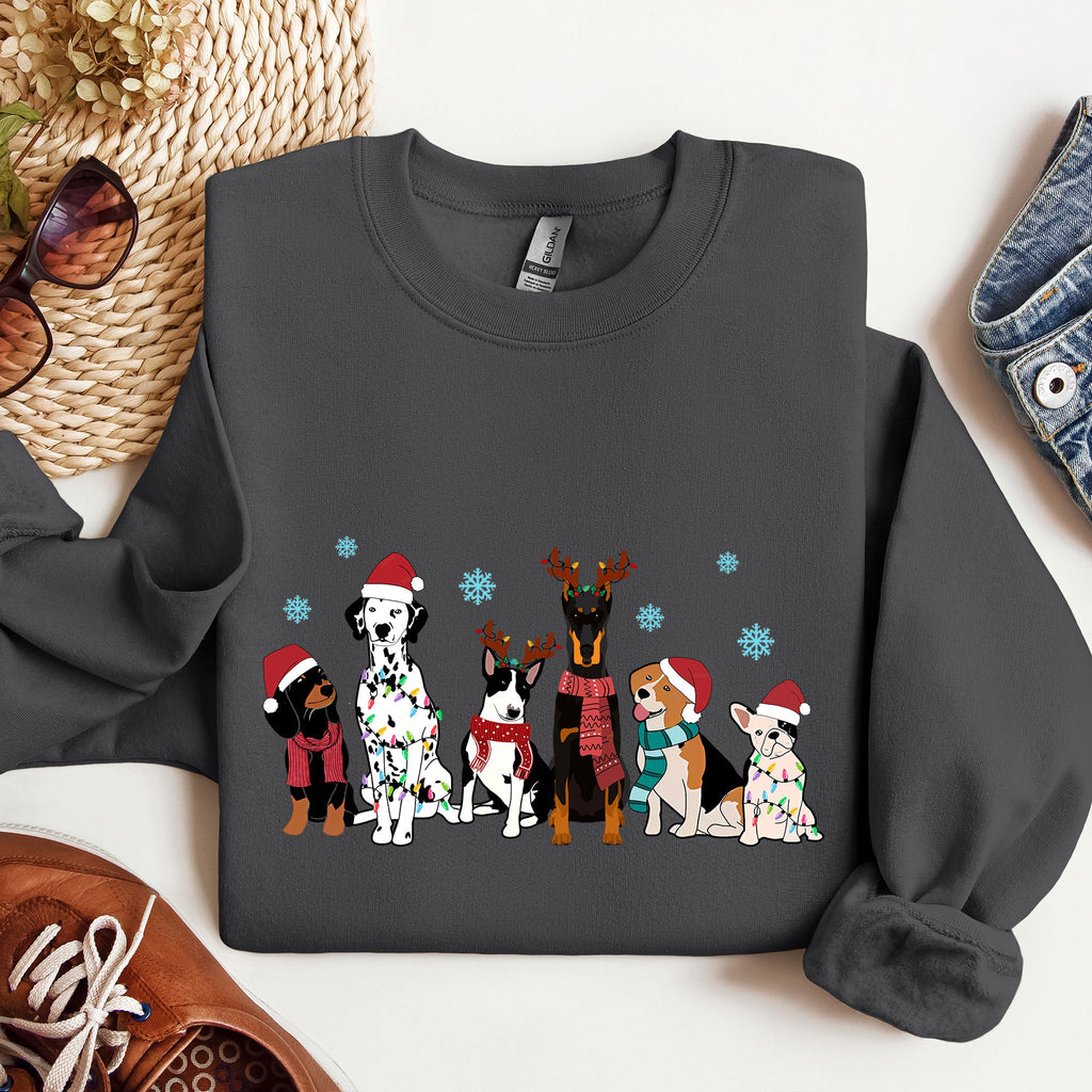 Christmas Dogs Dalmatian Frenchie Santa Dog Lovers Portrait Collection Sweatshirt