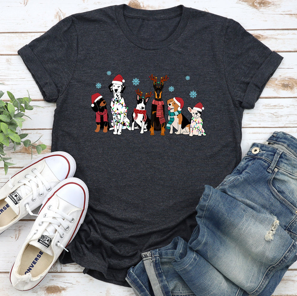 Christmas Dogs Dalmatian French Bulldog Santa Claus Dog Lovers Limited Edition Graphic Tee