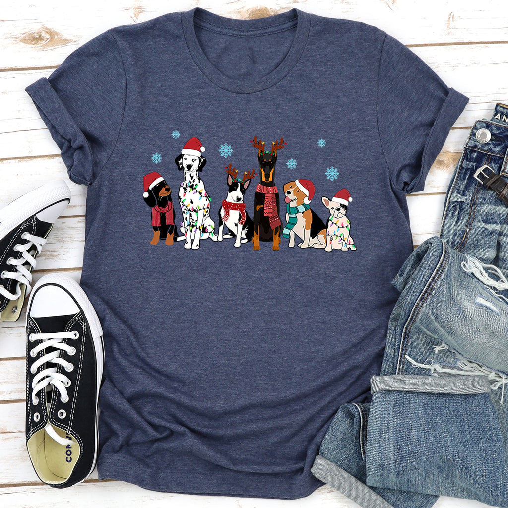 Christmas Dogs Dalmatian French Bulldog Santa Claus Dog Lovers Limited Edition Graphic Tee
