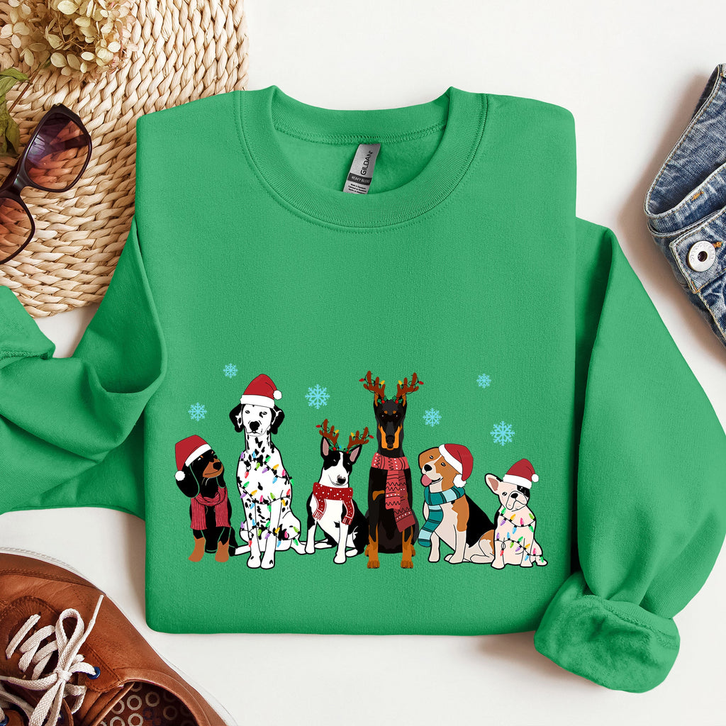 Christmas Dogs Dalmatian Frenchie Santa Dog Lovers Portrait Collection Sweatshirt