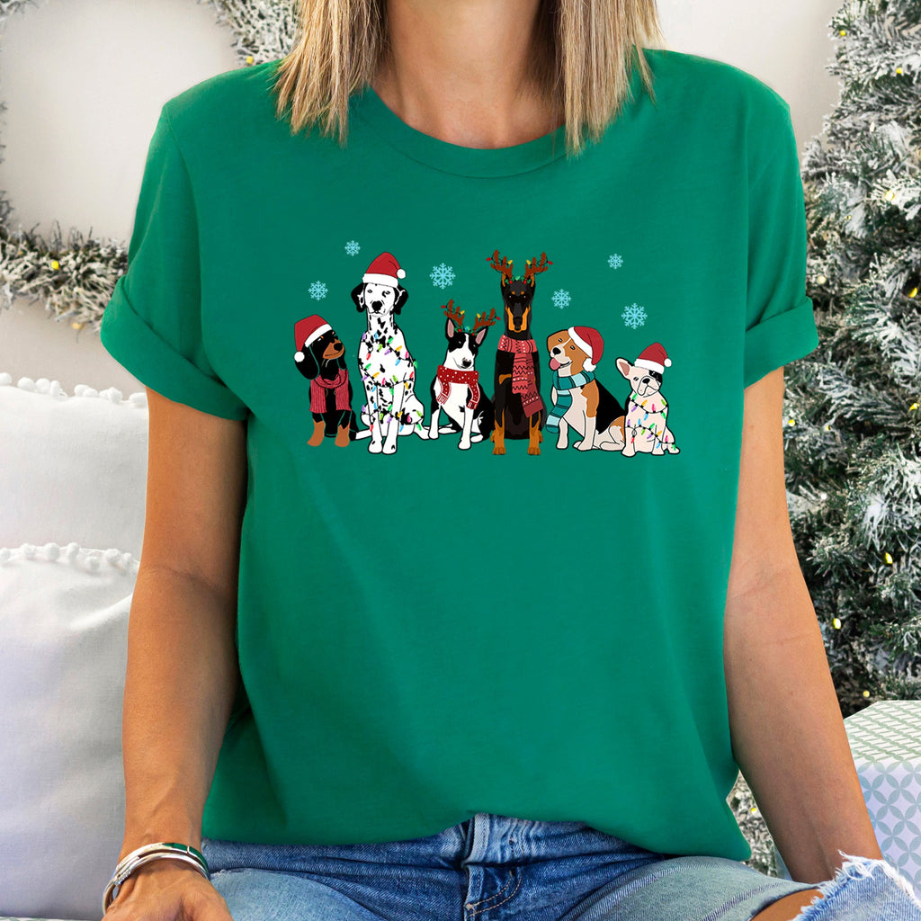 Christmas Dogs Dalmatian French Bulldog Santa Claus Dog Lovers Limited Edition Graphic Tee