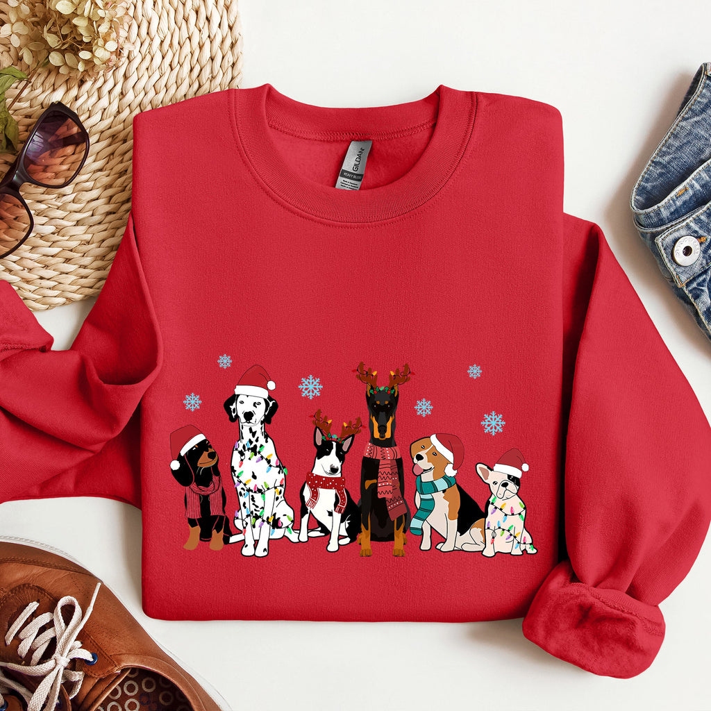 Christmas Dogs Dalmatian Frenchie Santa Dog Lovers Portrait Collection Sweatshirt