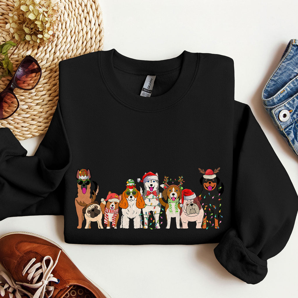 Christmas Dogs Santa Claus Illustration For Dog Lovers Pet Owners Cozy Holiday Sweatshirt