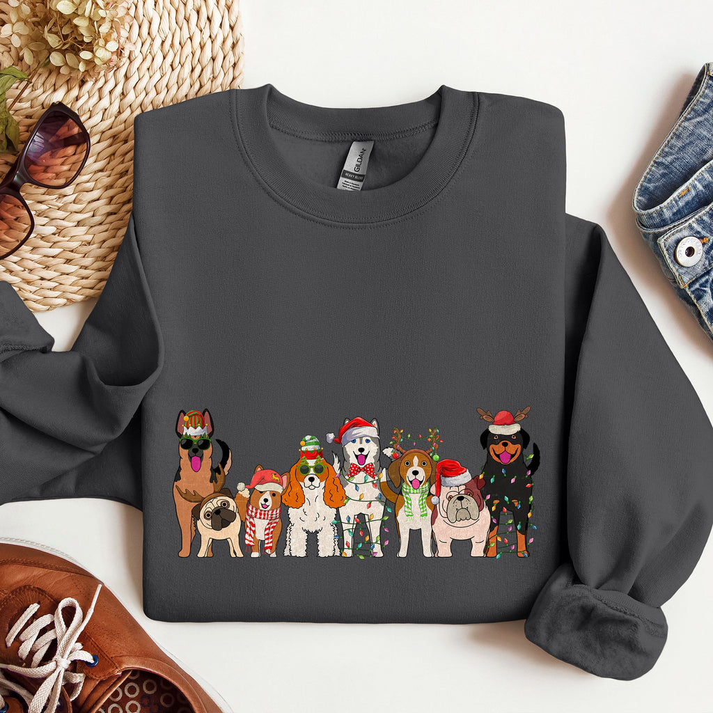 Christmas Dogs Santa Claus Illustration For Dog Lovers Pet Owners Cozy Holiday Sweatshirt