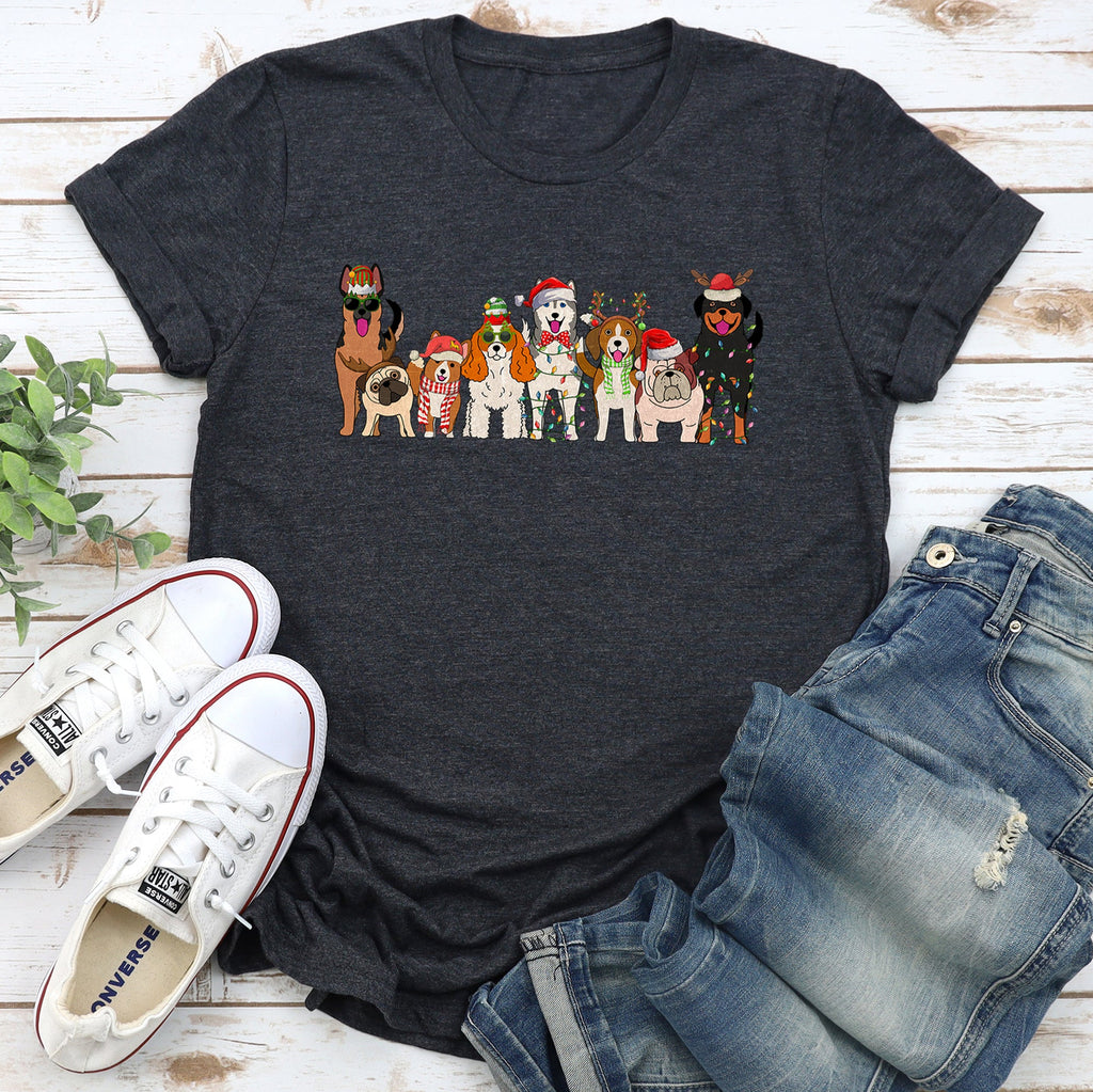 Christmas Dogs, Dog Lovers, Santa Graphic Tee