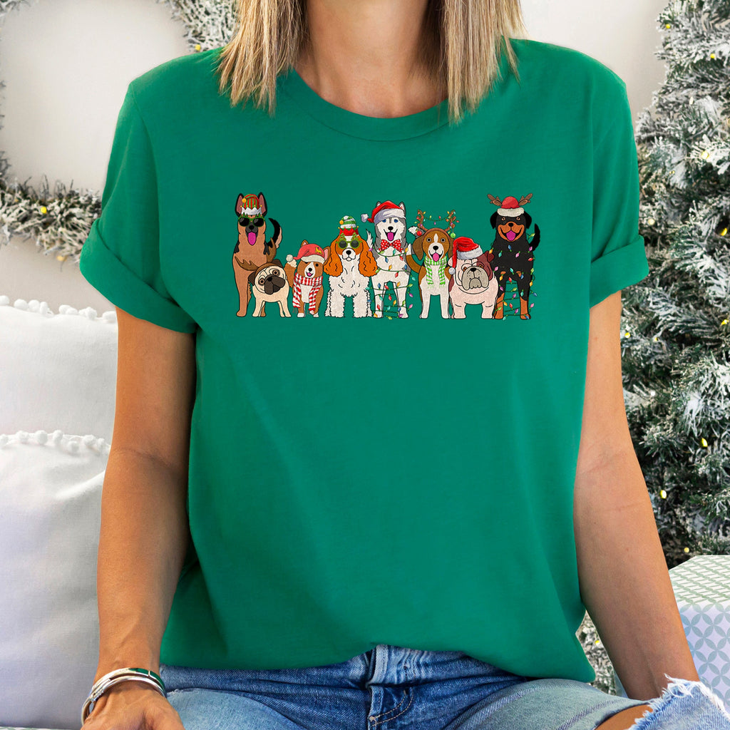 Christmas Dogs, Dog Lovers, Santa Graphic Tee