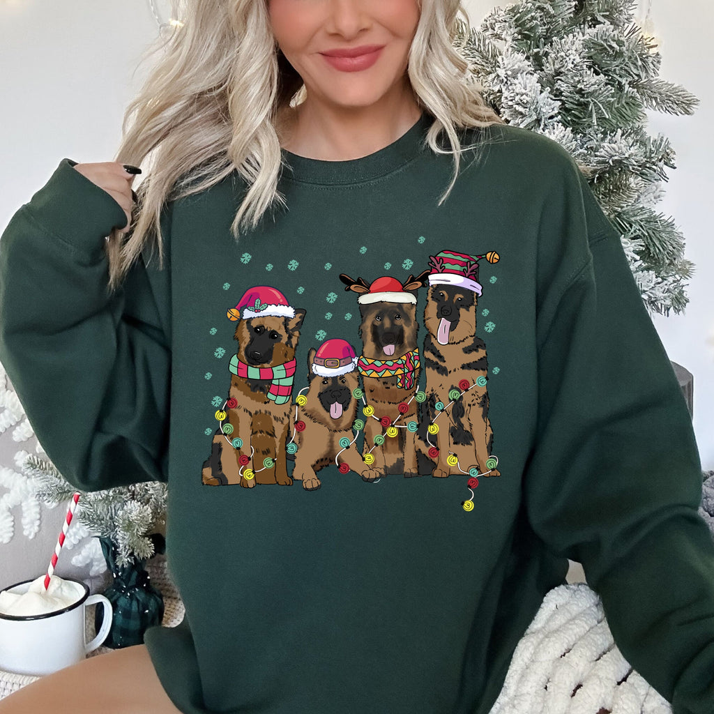 Christmas Dogs German Shepherd Santa Claus Dog Lovers Festive Furry Friends Holiday Celebration Sweatshirt