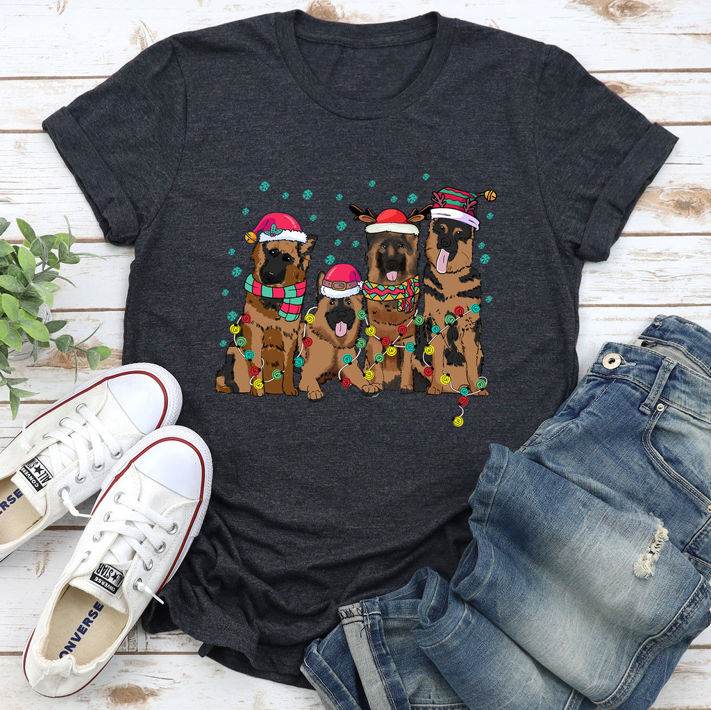 Christmas Dogs German Shepherd Santa Claus Pet Lovers Edition Premium Graphic Tee