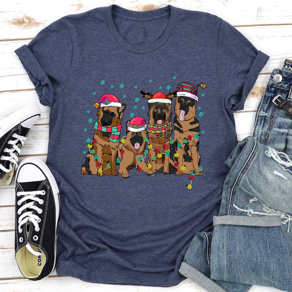 Christmas Dogs German Shepherd Santa Claus Pet Lovers Edition Premium Graphic Tee