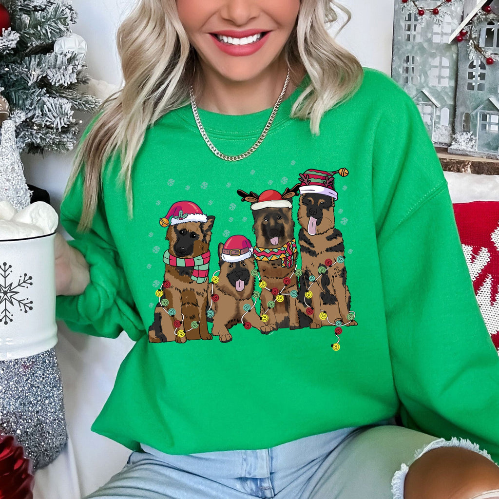 Christmas Dogs German Shepherd Santa Claus Dog Lovers Festive Furry Friends Holiday Celebration Sweatshirt