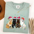 Christmas Dogs Puppies Dog Lovers Santa Claus Winter Snow Holiday Theme Comfort Colors Tee