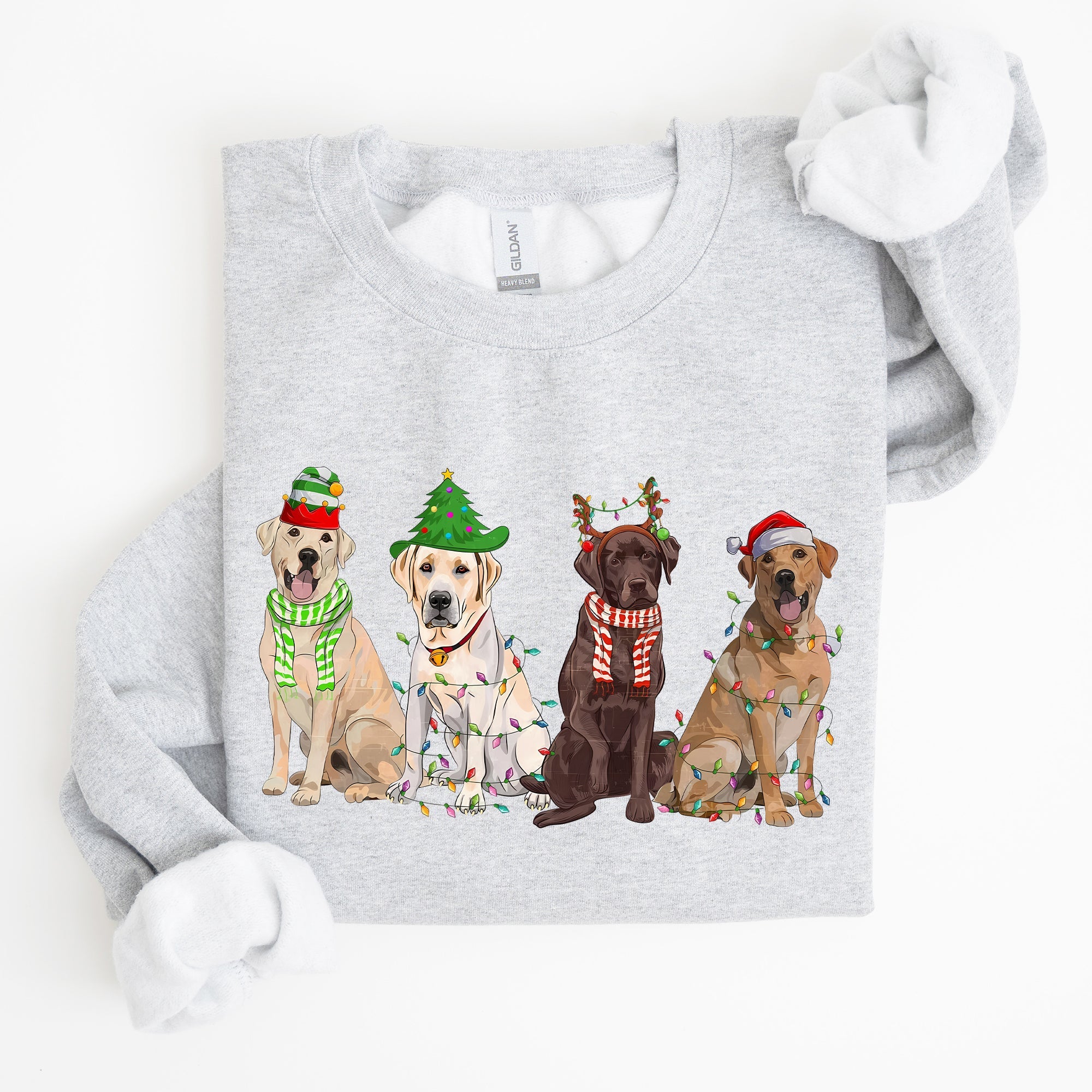 Christmas Dogs Retriever Labrador Santa Claus Holiday Scene Illustration Sweatshirt