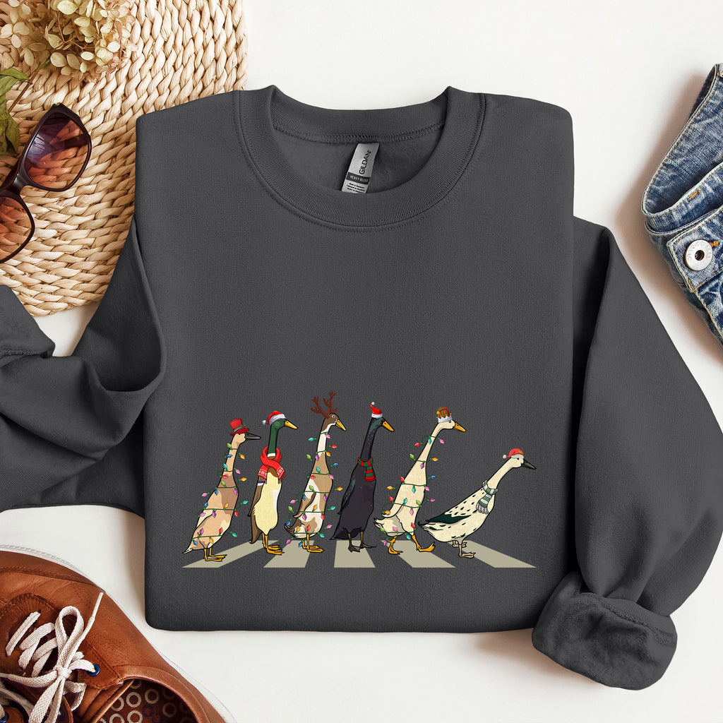 Christmas Ducks, Duck Lovers, Santa, Farm Life Holiday Edition Premium Sweatshirt