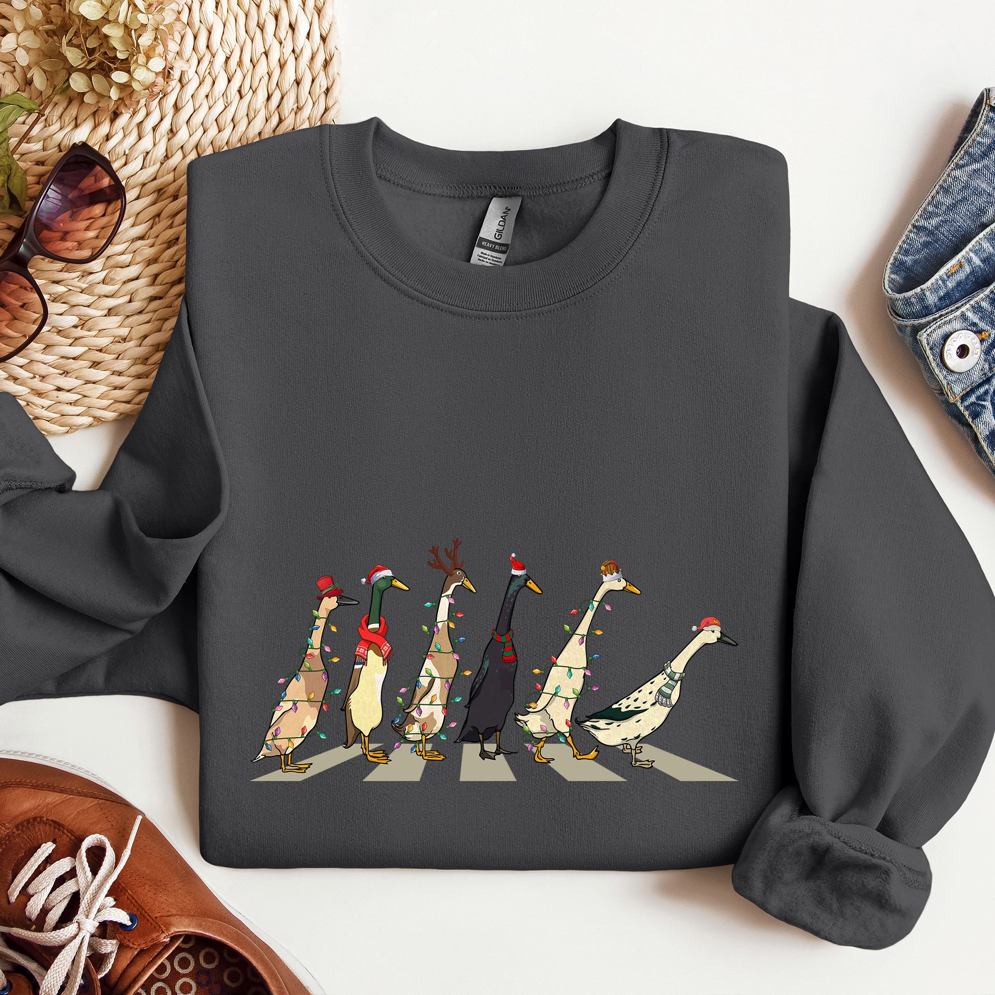 Christmas Ducks, Duck Lovers, Santa, Farm Life Holiday Edition Premium Sweatshirt