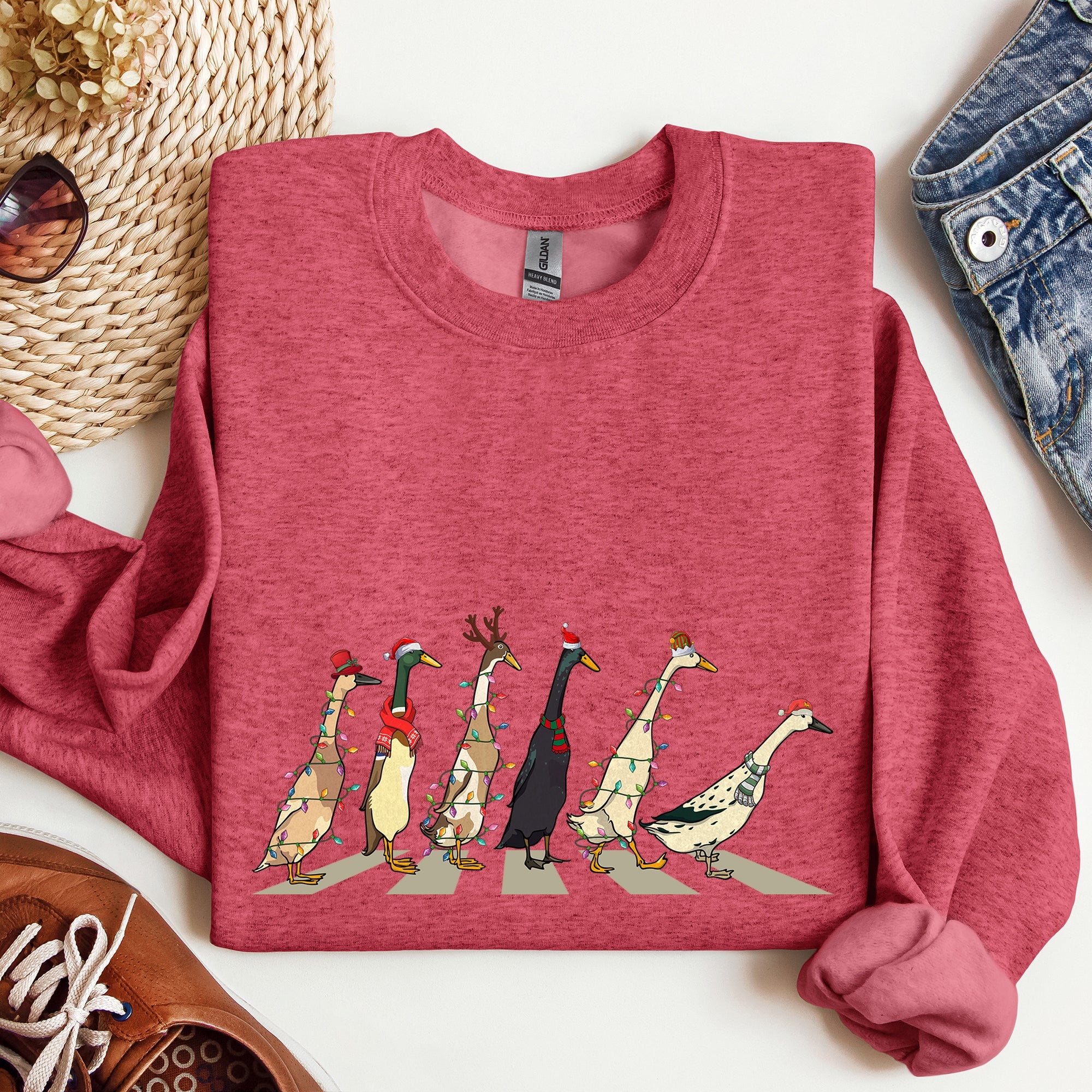 Christmas Ducks, Duck Lovers, Santa, Farm Life Holiday Edition Premium Sweatshirt